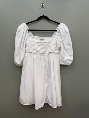 Abercrombie & Fitch White Puff Sleeve Babydoll Mini Dress Cottagecore Medium